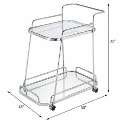 Top 10 🧨 ACME Furniture ACME Aegis 2 Glass Tier ShelvesServing Cart With Wheels In Clear And Chrome ⭐ -Guest Chairs Sales 2148933 11 L