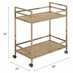 Wholesale ✨ ACME Furniture ACME Barb Wooden Shelves Serving Cart With Wheels In Natural And Champagne 💯 -Guest Chairs Sales 2148934 10 L