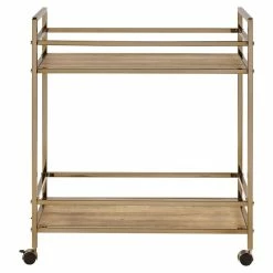 Wholesale ✨ ACME Furniture ACME Barb Wooden Shelves Serving Cart With Wheels In Natural And Champagne 💯 -Guest Chairs Sales 2148934 6 L
