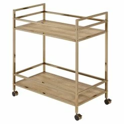 Wholesale ✨ ACME Furniture ACME Barb Wooden Shelves Serving Cart With Wheels In Natural And Champagne 💯 -Guest Chairs Sales 2148934 7 L