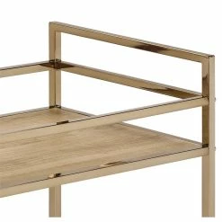 Wholesale ✨ ACME Furniture ACME Barb Wooden Shelves Serving Cart With Wheels In Natural And Champagne 💯 -Guest Chairs Sales 2148934 8 L