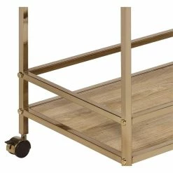Wholesale ✨ ACME Furniture ACME Barb Wooden Shelves Serving Cart With Wheels In Natural And Champagne 💯 -Guest Chairs Sales 2148934 9 L