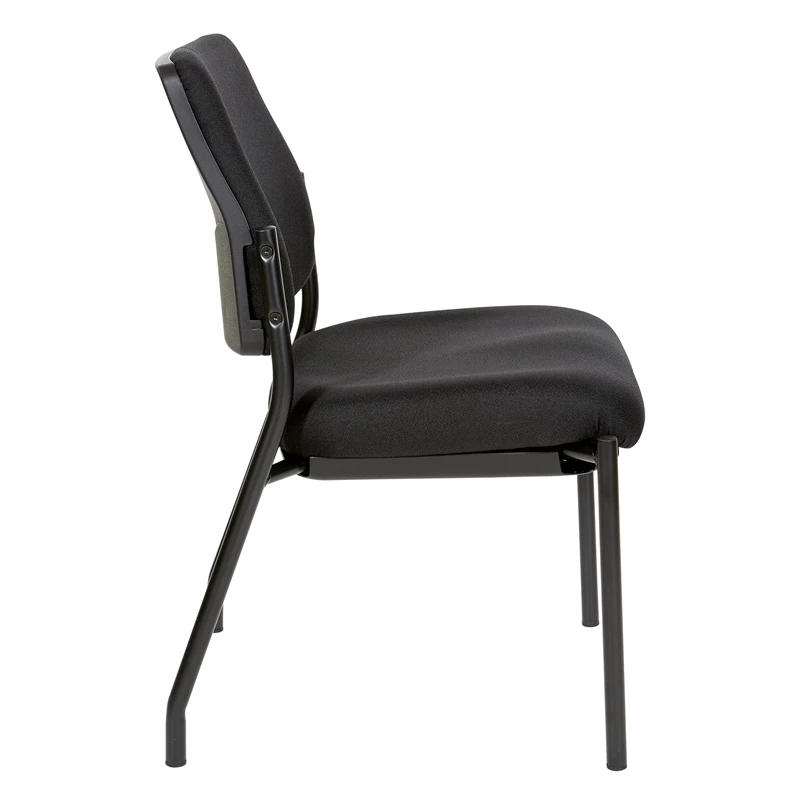 Budget ๐ Office Star Stackable Armless Visitor Chair Black Fabric Padded Seat And Back ๐ 3 Budget ๐ Office Star Stackable Armless Visitor Chair Black Fabric Padded Seat And Back ๐ - Image 3