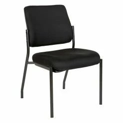 Budget 👍 Office Star Stackable Armless Visitor Chair Black Fabric Padded Seat And Back 😍