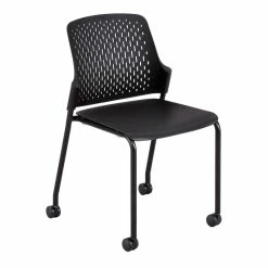 Best Sale 🥰 Safco Next Stack Chair With Casters In Black - 21.88"L X 22"W X 33"H 🌟