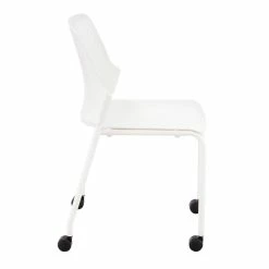 Promo 😉 Safco Next Stack Chairs(4) With Casters In White - 22"L X 22"W X 32.875"H 😀 -Guest Chairs Sales 2157616 2 L