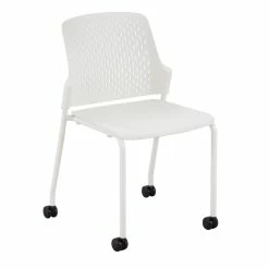 Promo 😉 Safco Next Stack Chairs(4) With Casters In White - 22"L X 22"W X 32.875"H 😀