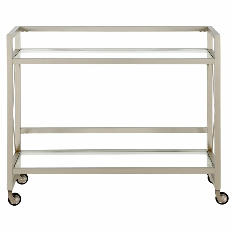 Promo π Henn&Hart 38" Satin Nickel Metal/Glass Bar Cart π― 4 Promo π Henn&Hart 38" Satin Nickel Metal/Glass Bar Cart π― - Image 4