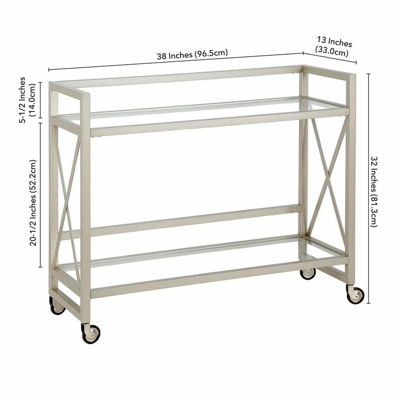 Promo π Henn&Hart 38" Satin Nickel Metal/Glass Bar Cart π― 6 Promo π Henn&Hart 38" Satin Nickel Metal/Glass Bar Cart π― - Image 6