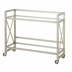Promo π Henn&Hart 38" Satin Nickel Metal/Glass Bar Cart π― 14 Promo π Henn&Hart 38" Satin Nickel Metal/Glass Bar Cart π― -Guest Chairs Sales 2159068 6 L