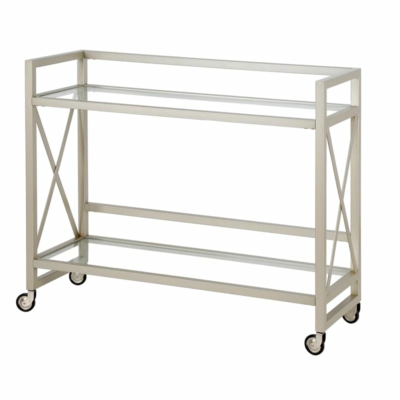 Promo π Henn&Hart 38" Satin Nickel Metal/Glass Bar Cart π― 7 Promo π Henn&Hart 38" Satin Nickel Metal/Glass Bar Cart π― - Image 7