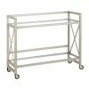 Promo 🌟 Henn&Hart 38" Satin Nickel Metal/Glass Bar Cart 💯