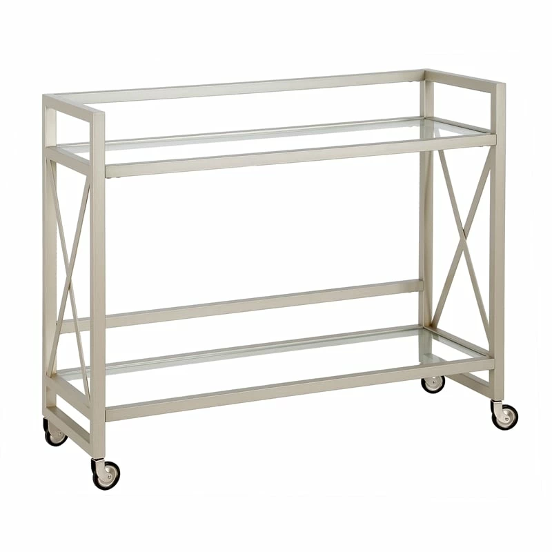 Promo π Henn&Hart 38" Satin Nickel Metal/Glass Bar Cart π― 1 Promo π Henn&Hart 38" Satin Nickel Metal/Glass Bar Cart π―