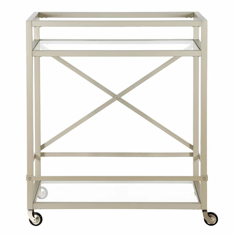 Brand new π― Henn&Hart 30" Satin Nickel Metal/Glass Bar Cart π 4 Brand new π― Henn&Hart 30" Satin Nickel Metal/Glass Bar Cart π - Image 4