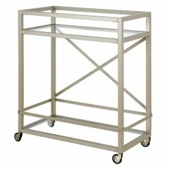 Brand new π― Henn&Hart 30" Satin Nickel Metal/Glass Bar Cart π 14 Brand new π― Henn&Hart 30" Satin Nickel Metal/Glass Bar Cart π -Guest Chairs Sales 2159069 7 L