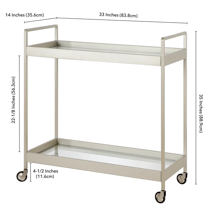 Top 10 π Henn&Hart 33" Satin Nickel Metal/Glass Bar Cart β 5 Top 10 π Henn&Hart 33" Satin Nickel Metal/Glass Bar Cart β - Image 5