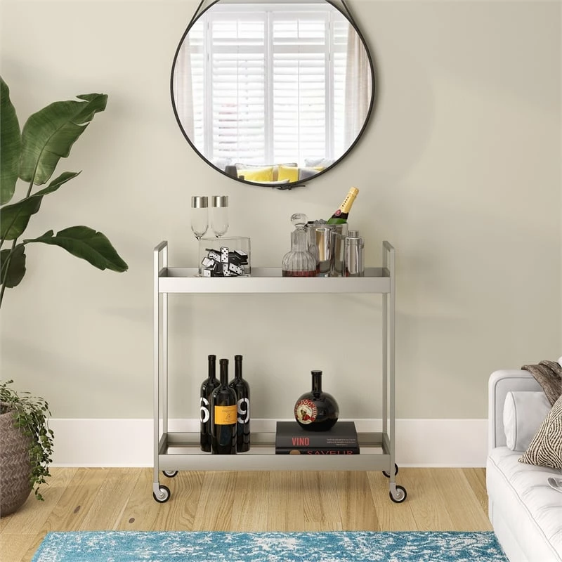 Top 10 π Henn&Hart 33" Satin Nickel Metal/Glass Bar Cart β 6 Top 10 π Henn&Hart 33" Satin Nickel Metal/Glass Bar Cart β - Image 6