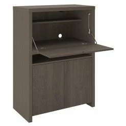 Best deal 🎉 Bush Bristol Home Bar Cabinet In Restored Gray - Engineered Wood 🛒 -Guest Chairs Sales 2171317 3 L