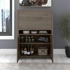 Best deal 🎉 Bush Bristol Home Bar Cabinet In Restored Gray - Engineered Wood 🛒 -Guest Chairs Sales 2171317 4 L