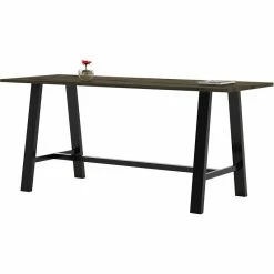 New 😀 KFI Furniture KFI Midtown 3' X 8' Wood Top Bar Height Conference Table In Barnwood 😍