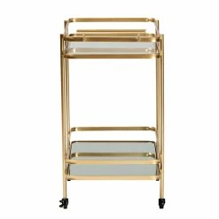 Best reviews of 👏 Baxton Studio Destin Gold Finished Metal And Glass 2-Tier Mobile Wine Bar Cart ✨ -Guest Chairs Sales 2175119 10 L