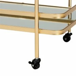 Best reviews of 👏 Baxton Studio Destin Gold Finished Metal And Glass 2-Tier Mobile Wine Bar Cart ✨ -Guest Chairs Sales 2175119 12 L