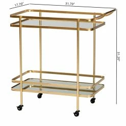Best reviews of 👏 Baxton Studio Destin Gold Finished Metal And Glass 2-Tier Mobile Wine Bar Cart ✨ -Guest Chairs Sales 2175119 15 L