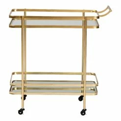 Best reviews of 👏 Baxton Studio Destin Gold Finished Metal And Glass 2-Tier Mobile Wine Bar Cart ✨