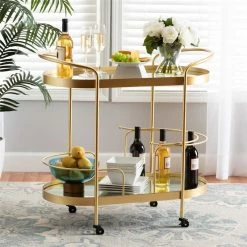 Discount π Baxton Studio Kamal Gold Finished Metal And Glass 2-Tier Mobile Wine Bar Cart π 13 Discount π Baxton Studio Kamal Gold Finished Metal And Glass 2-Tier Mobile Wine Bar Cart π -Guest Chairs Sales 2175120 13 L
