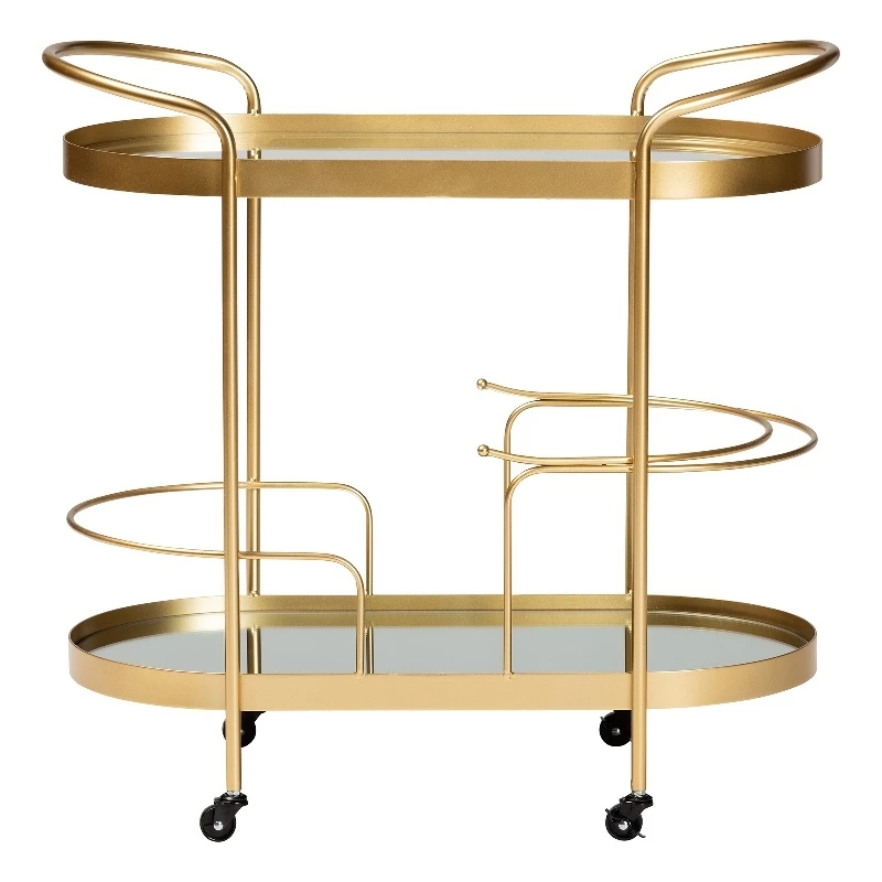 Discount π Baxton Studio Kamal Gold Finished Metal And Glass 2-Tier Mobile Wine Bar Cart π 1 Discount π Baxton Studio Kamal Gold Finished Metal And Glass 2-Tier Mobile Wine Bar Cart π