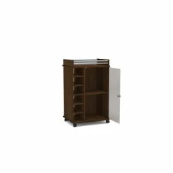 Cheapest 🥰 Polifurniture Laguna Engineered Wood Bar Cart With Glass Door In Dark Brown 👏 -Guest Chairs Sales 2184281 7 L
