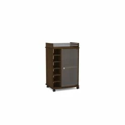 Cheapest 🥰 Polifurniture Laguna Engineered Wood Bar Cart With Glass Door In Dark Brown 👏 -Guest Chairs Sales 2184281 8 L