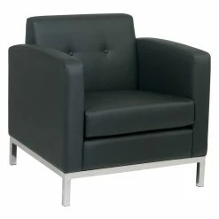 Discount π OSP Home Furnishings Wall Street Armchair Black Faux Leather π