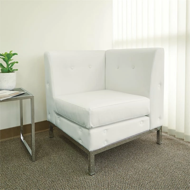 Promo ๐ OSP Home Furnishings Wallstreet Corner Chair In White Faux Leather ๐ 3 Promo ๐ OSP Home Furnishings Wallstreet Corner Chair In White Faux Leather ๐ - Image 3