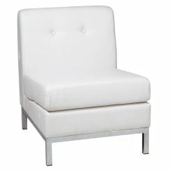 Discount π― OSP Home Furnishings Wall Street Armless Chair White Faux Leather π―