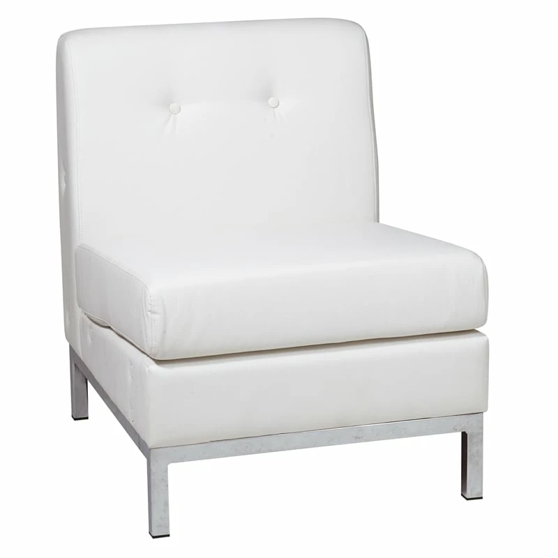 Discount ๐ฏ OSP Home Furnishings Wall Street Armless Chair White Faux Leather ๐ฏ 1 Discount ๐ฏ OSP Home Furnishings Wall Street Armless Chair White Faux Leather ๐ฏ