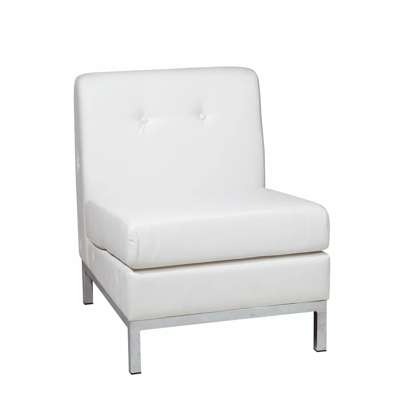 Discount ๐ฏ OSP Home Furnishings Wall Street Armless Chair White Faux Leather ๐ฏ 2 Discount ๐ฏ OSP Home Furnishings Wall Street Armless Chair White Faux Leather ๐ฏ - Image 2
