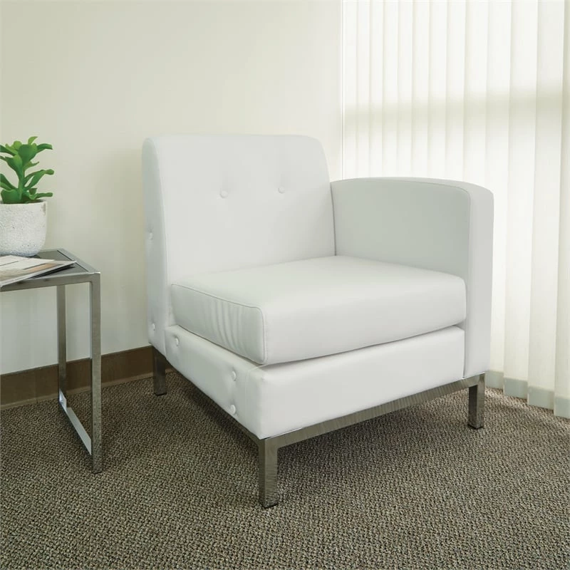 Hot Sale ๐ OSP Home Furnishings Wallstreet Chair Right Arm Facing In White Faux Leather ๐ฏ 3 Hot Sale ๐ OSP Home Furnishings Wallstreet Chair Right Arm Facing In White Faux Leather ๐ฏ - Image 3