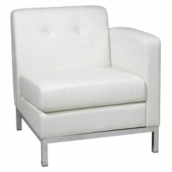 Hot Sale ๐ OSP Home Furnishings Wallstreet Chair Right Arm Facing In White Faux Leather ๐ฏ