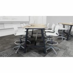 Best Sale 🥰 KFI Furniture KFI Midtown 3 X 8 FT Conference Table - Maple - Bistro Height ✔️ -Guest Chairs Sales 2196799 4 L