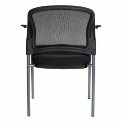 Flash Sale 🧨 Office Star ProGrid Black Mesh Back With Padded Fabric Seat Visitor's Chair With Arms ❤️ -Guest Chairs Sales 2199866 3 L