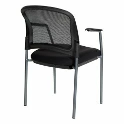 Flash Sale 🧨 Office Star ProGrid Black Mesh Back With Padded Fabric Seat Visitor's Chair With Arms ❤️ -Guest Chairs Sales 2199866 4 L