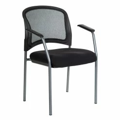 Flash Sale 🧨 Office Star ProGrid Black Mesh Back With Padded Fabric Seat Visitor's Chair With Arms ❤️