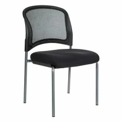 Wholesale 🌟 Office Star Titanium Finish Black Fabric Visitor's Chair With ProGrid Back And Straight Legs ⌛