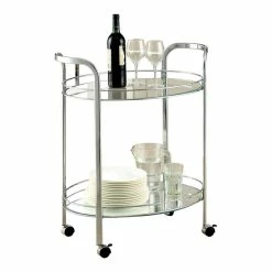 Hot Sale π Benjara Loule 26" Contemporary Metal Serving Cart In Chrome Finish π§¨