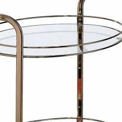 Cheap ⭐ Benjara 26" Transitional Metal Frame Serving Cart With 2 Glass Shelves In Gold 🎉 -Guest Chairs Sales 2204124 2 L
