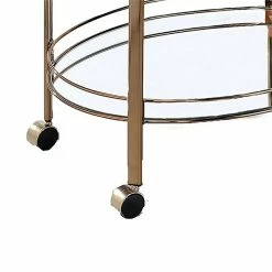 Cheap ⭐ Benjara 26" Transitional Metal Frame Serving Cart With 2 Glass Shelves In Gold 🎉 -Guest Chairs Sales 2204124 3 L