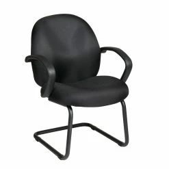 Promo ⌛ Office Star Conference Visitor's Black Fabric Chair With Thick Padded Contour Seat 🎉