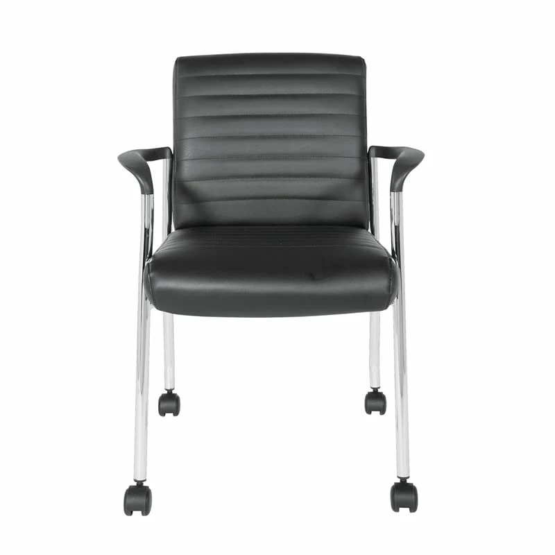 Deals ๐ฏ Office Star Guest Chair In Black Faux Leather With Chrome Frame And Casters ๐ 2 Deals ๐ฏ Office Star Guest Chair In Black Faux Leather With Chrome Frame And Casters ๐ - Image 2