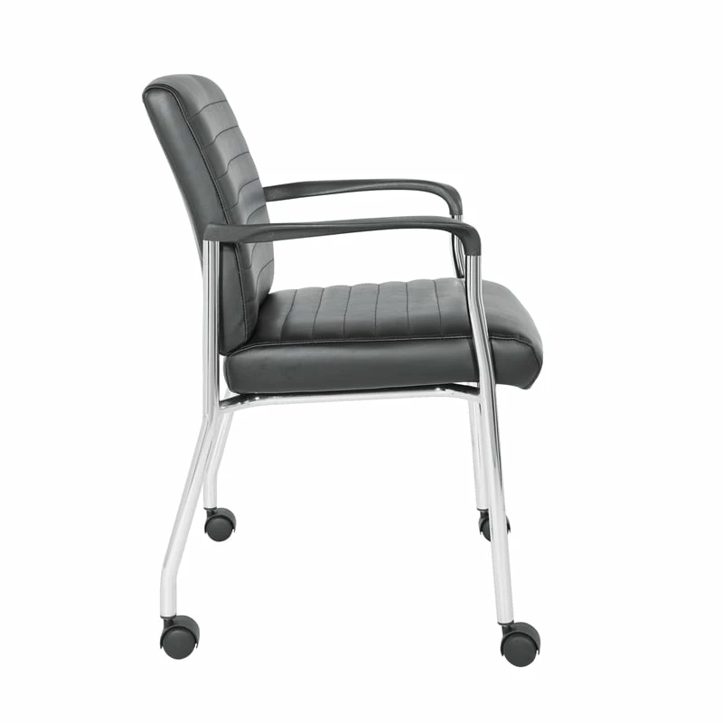 Deals ๐ฏ Office Star Guest Chair In Black Faux Leather With Chrome Frame And Casters ๐ 3 Deals ๐ฏ Office Star Guest Chair In Black Faux Leather With Chrome Frame And Casters ๐ - Image 3